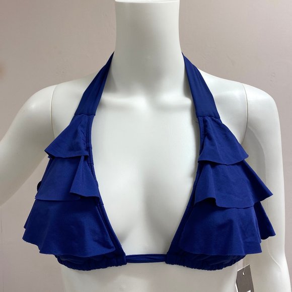 Kenneth Cole Reaction Blue Ruffled Swim Top - Picture 2 of 6